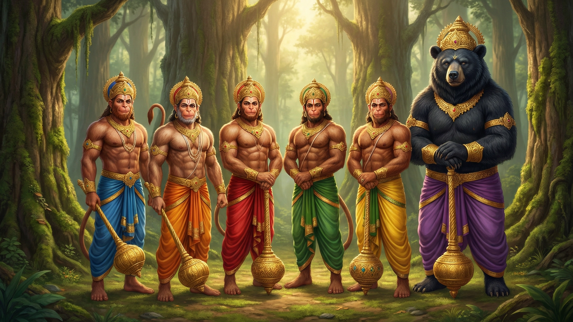 Tulsidas-ji-prays-to-Hanuman-ji-Jambvant-ji-Sugriv-Angad-and-the-entire-monkey-army