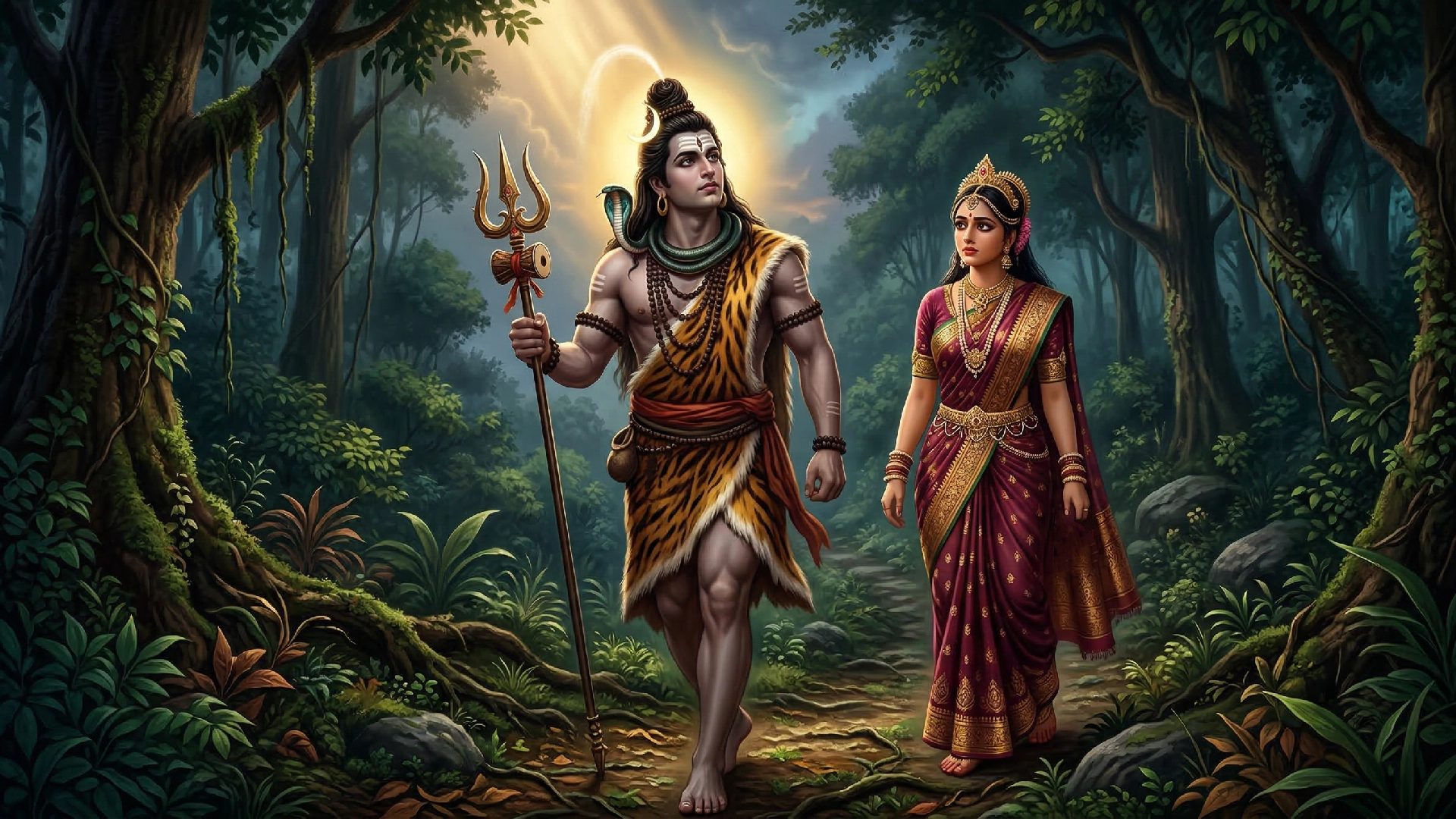 Lord-Mahesh-and-Sati-ji-hear-a-celestial-voice-echoing-through-the-heavens