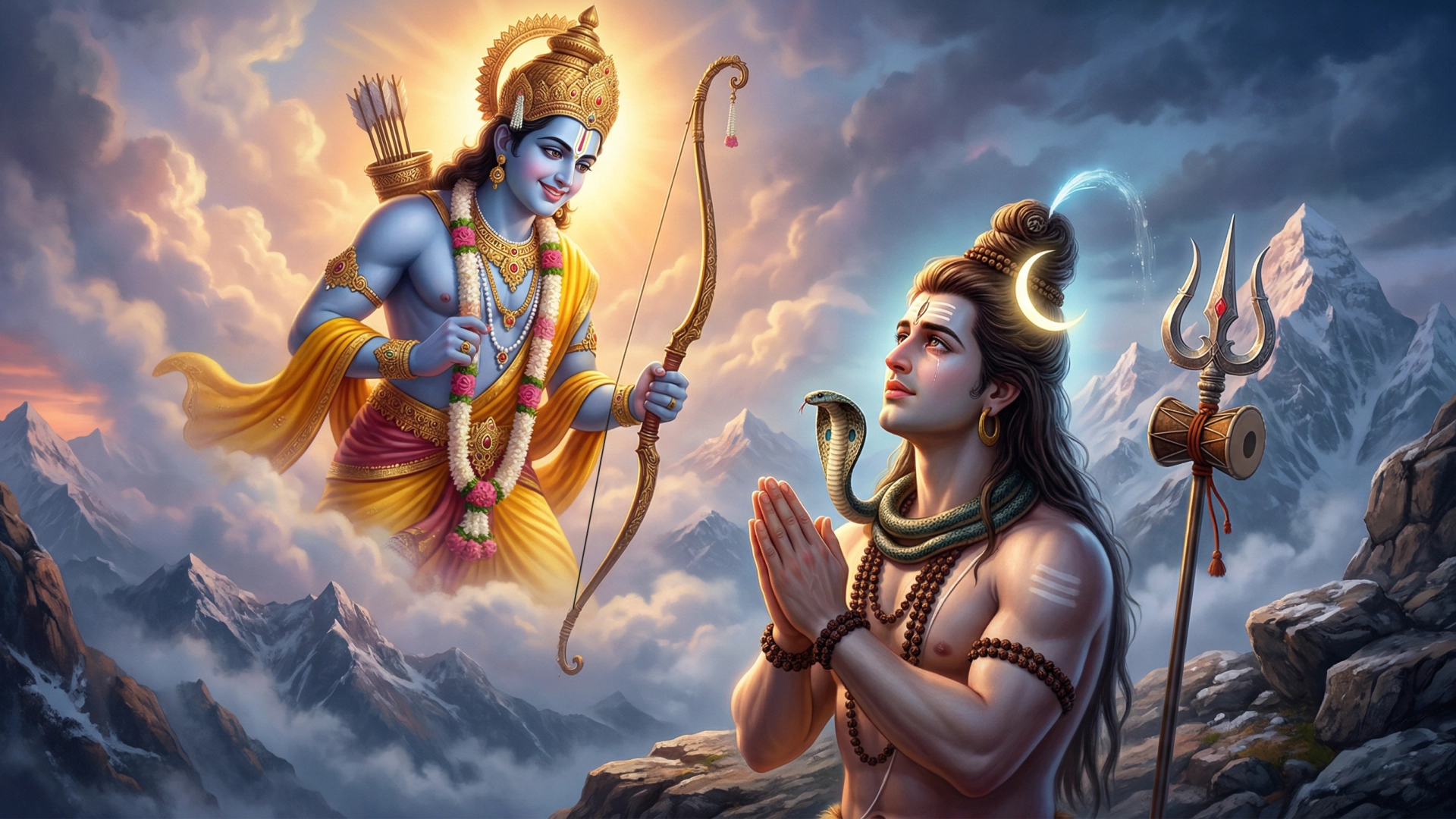 Listening to Shankar ji’s well-chosen words, filled with devotion, wisdom, and righteousness, Lord Ram was greatly satisfied.