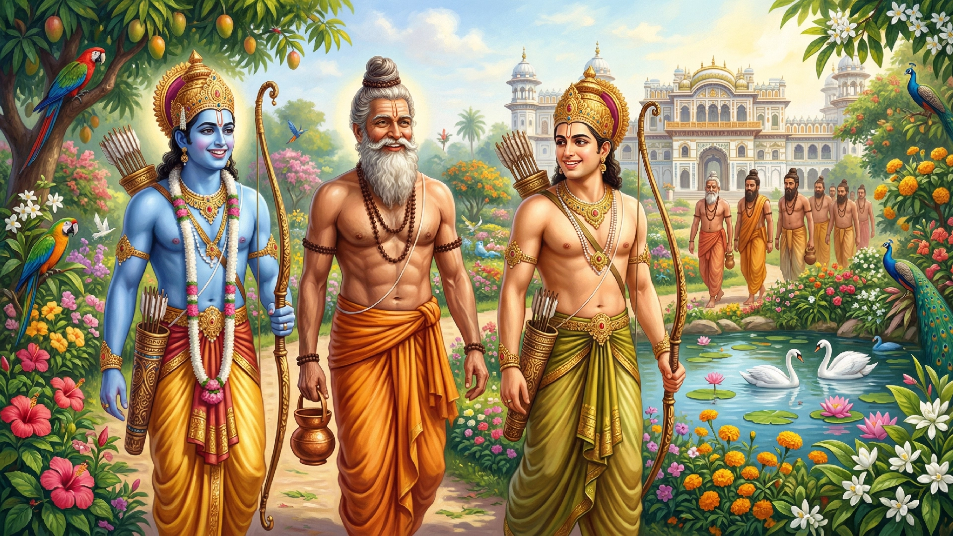 Sage Vishwamitra, Shri Ram Lakshman ji and hermits reached Janakpur