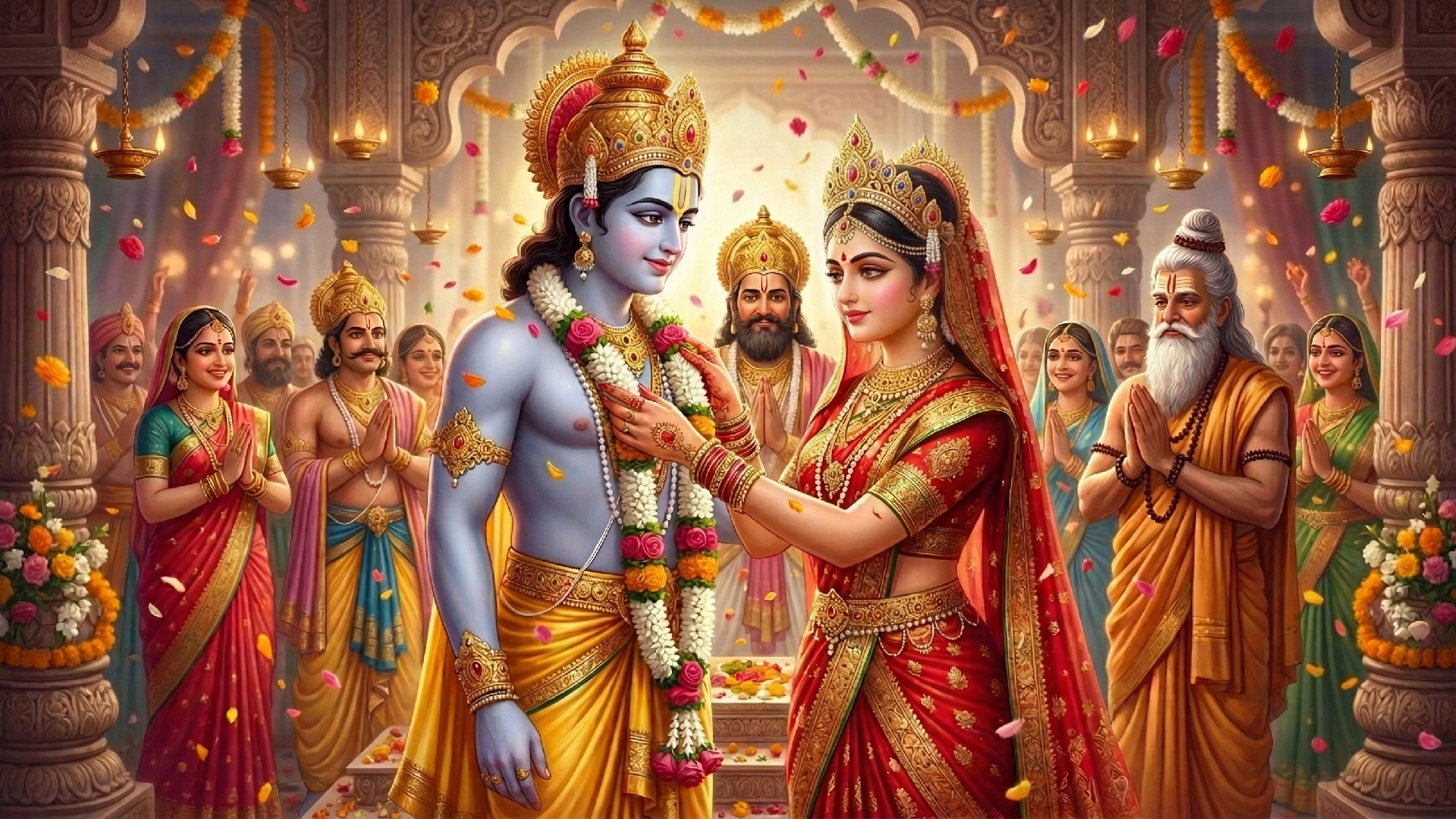 Sita-ji-placed-the-victory-garland-around-the-neck-of-Lord-Shri-Ram
