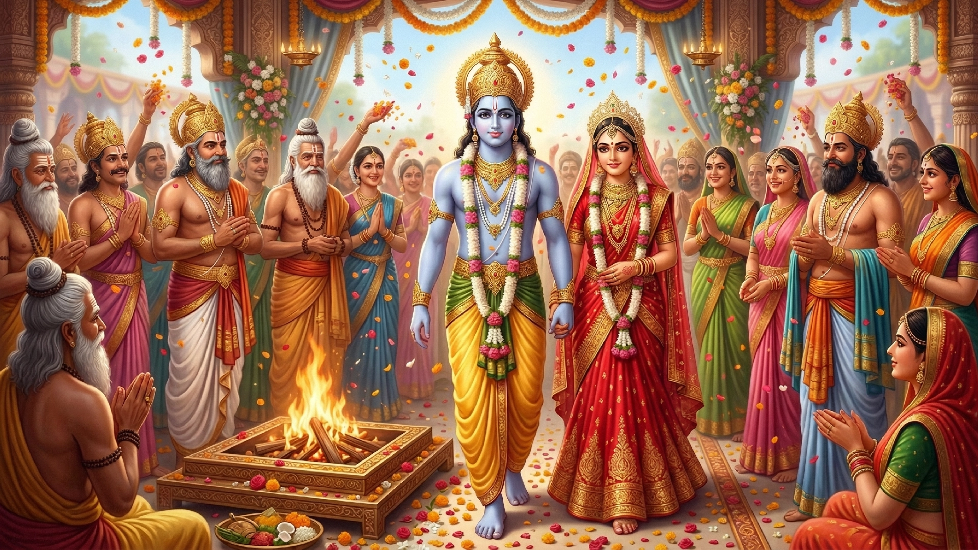 Bride Sita-ji and-Groom-Shri-Ram-gracefully-circumambulated-the-sacred-fire