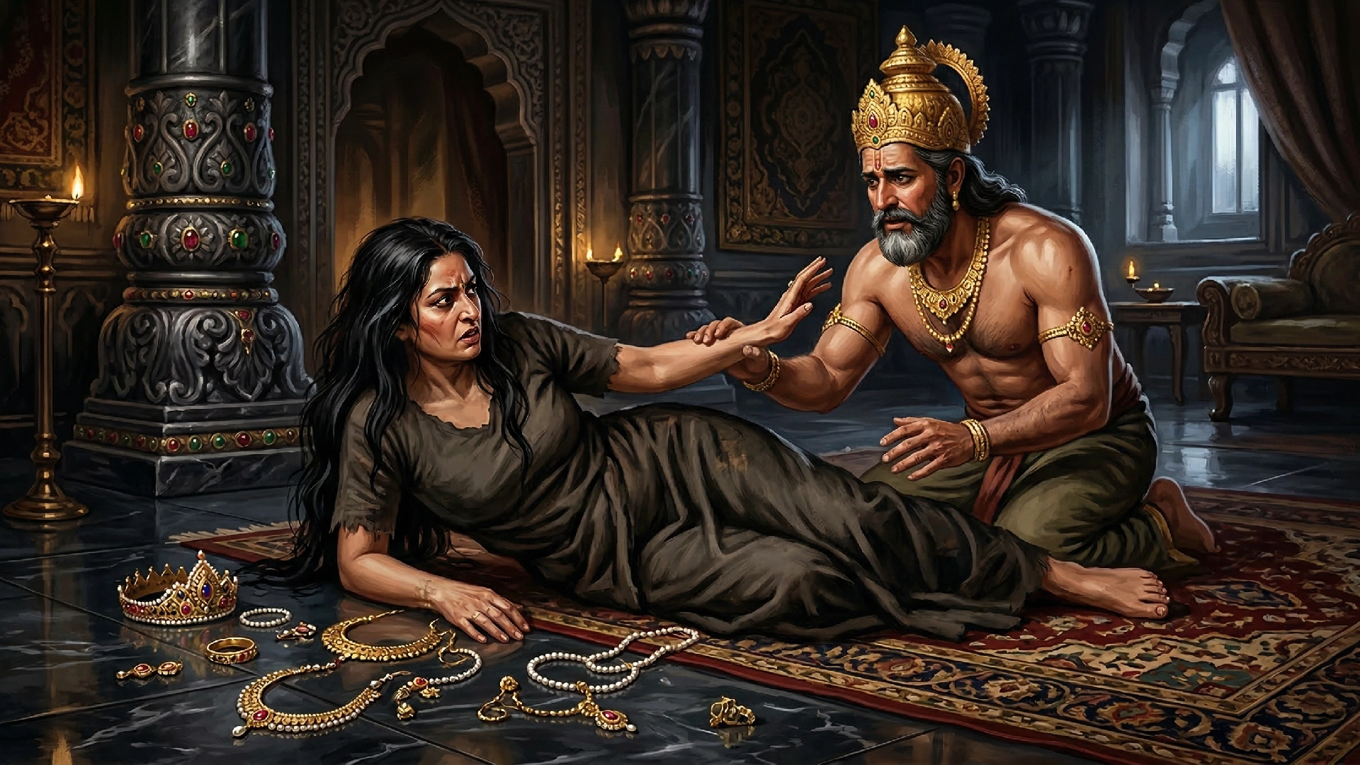 Hearing Dashrath ji’s words Queen Kaikeyi’s heart burned with anguish