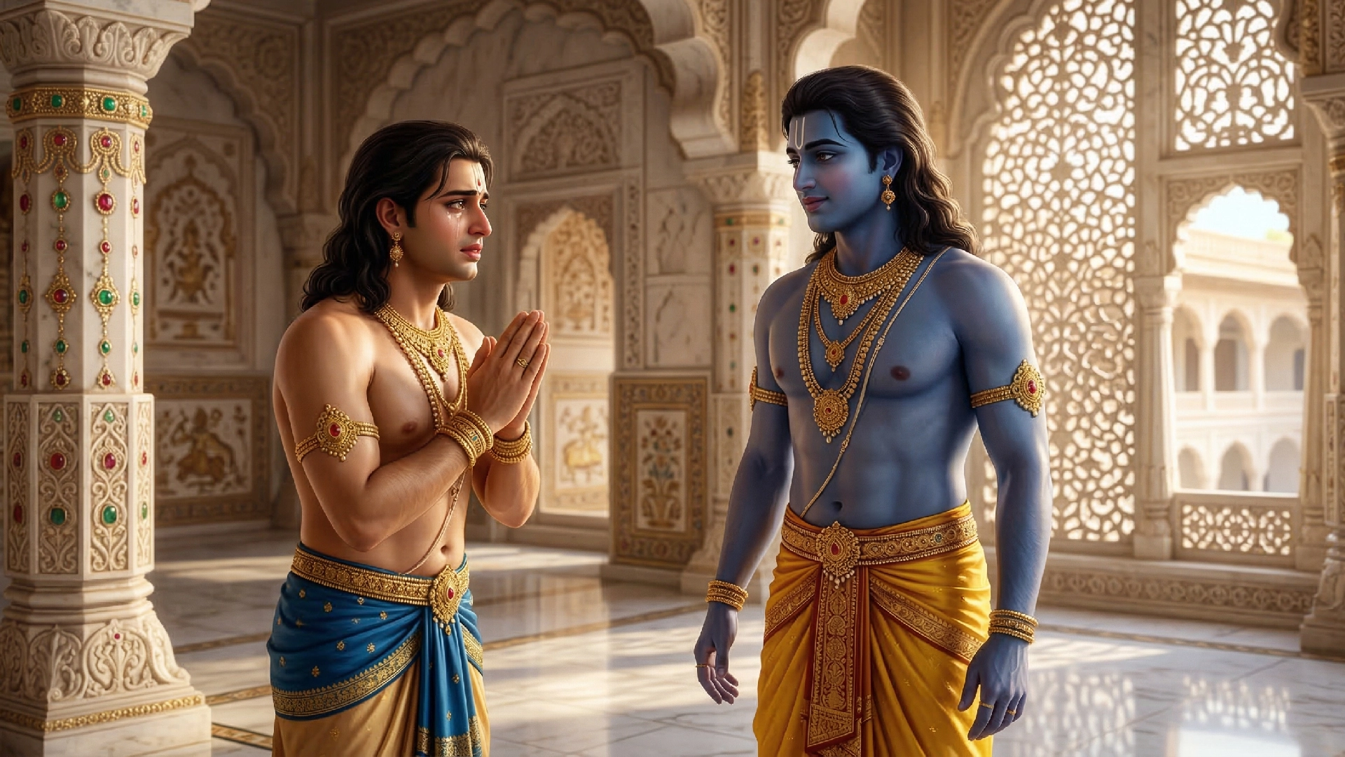 Shri Ram saw His brother with folded hands, detached from body, home, and world.