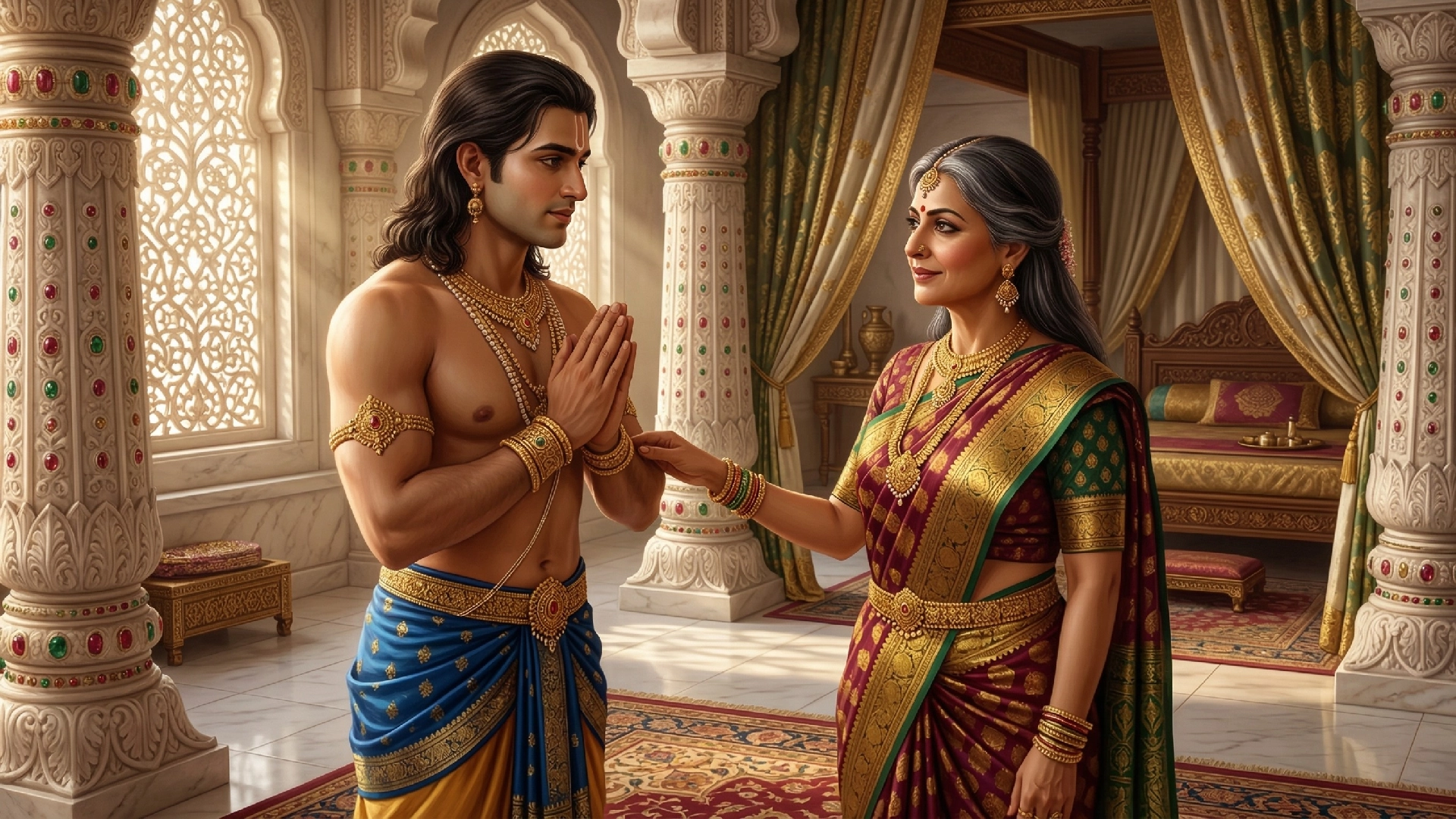 Lakshman ji told Mother Sumitra about the King’s harsh command sending Ram to 14 years of exile