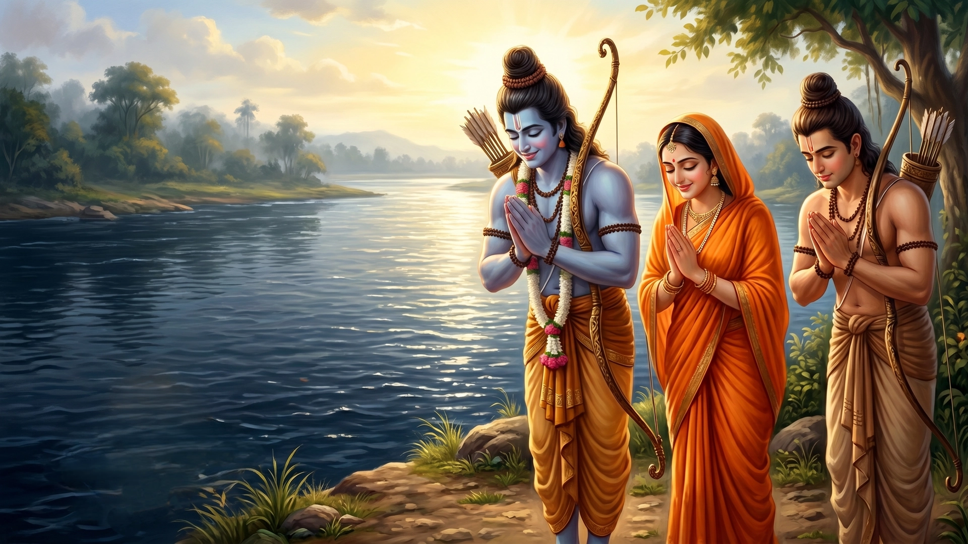 Lord Ram, Sita ji and Lakshman ji prayed to the sacred river Yamuna ji