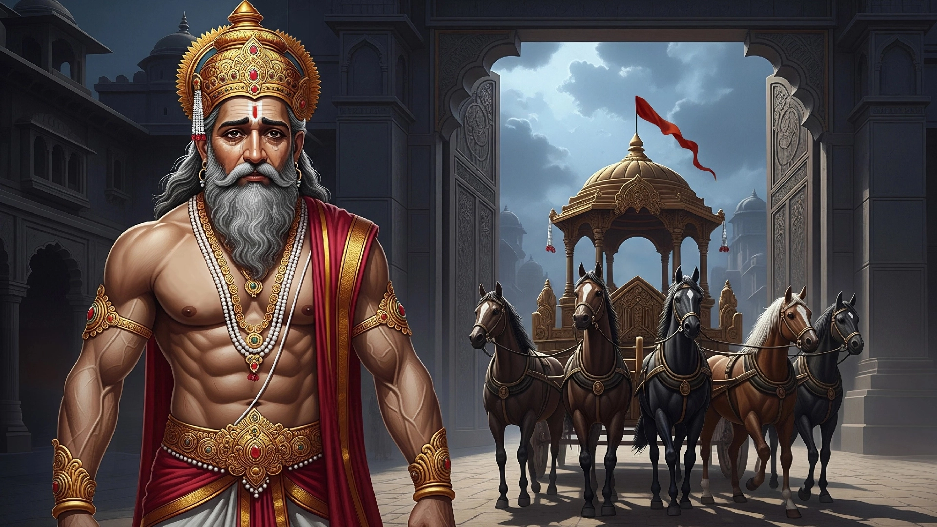 Under the cover of darkness, leaving his chariot at the gate, Sumantra ji quietly made his way into the palace