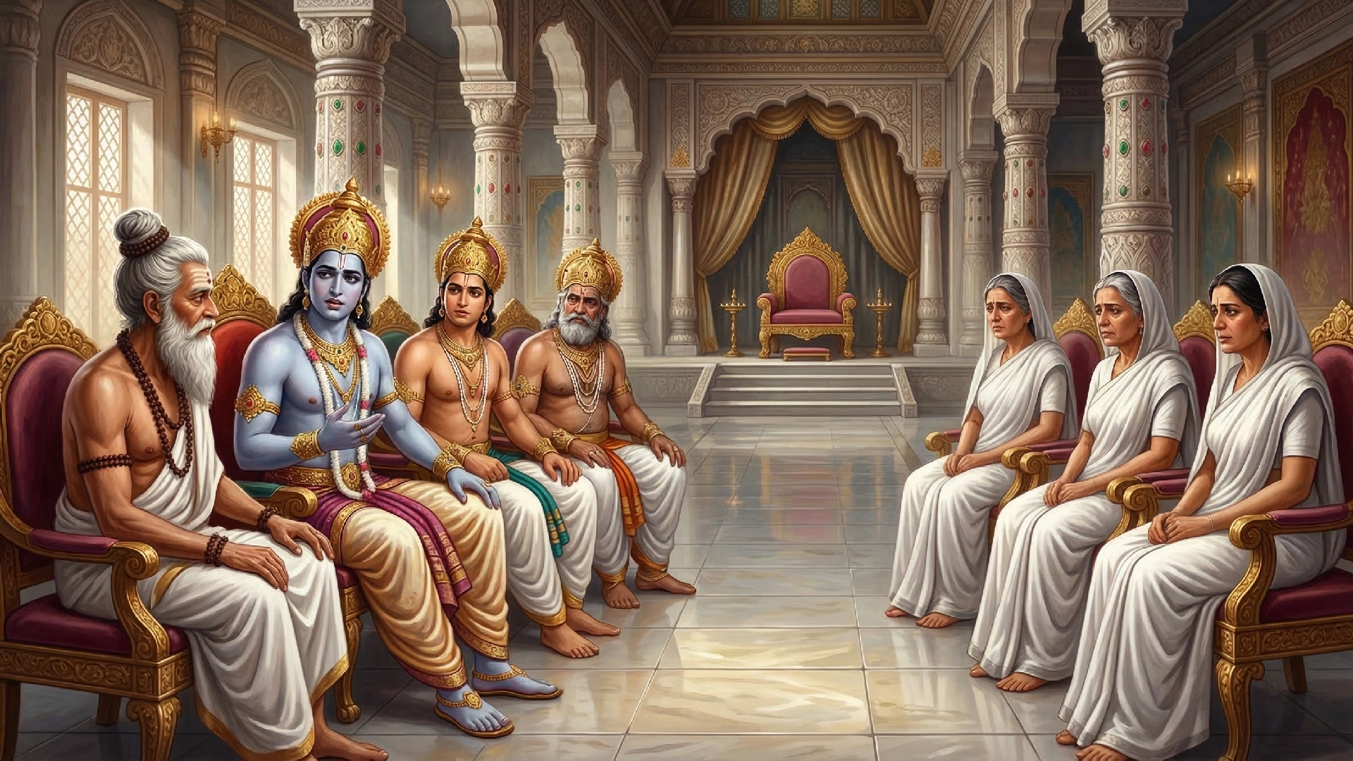 Bharat ji humbly requested the assembly to grant him permission to go to where Shri Ram was residing