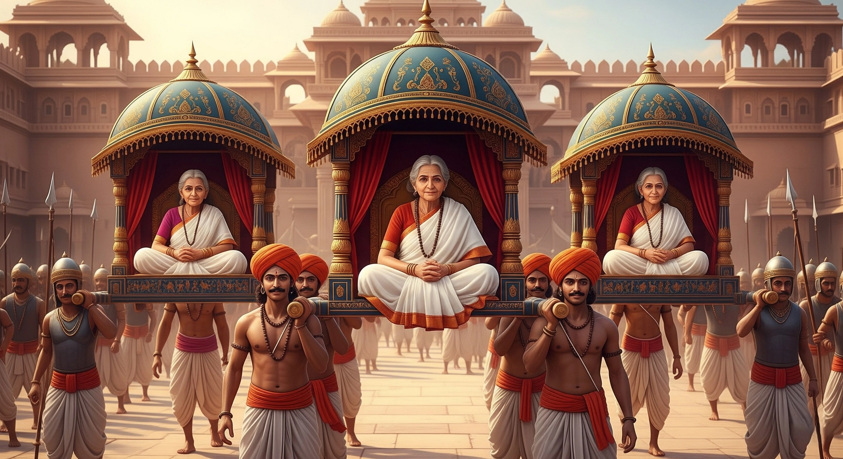 The palanquins carrying the Queens were so exquisitely crafted