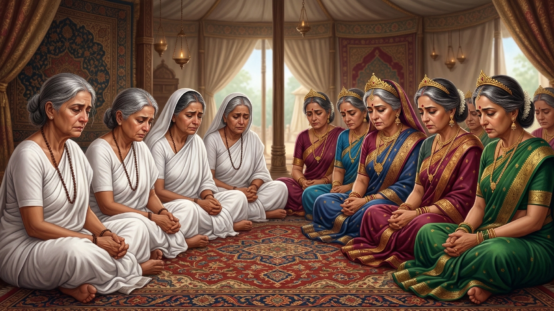 Queens from King Janak’s came to offer condolences to Sita ji’s mothers-in-law